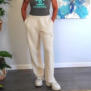 COZI Wide Leg Cargo Sweatpants Lounge Cabincore Cozy M